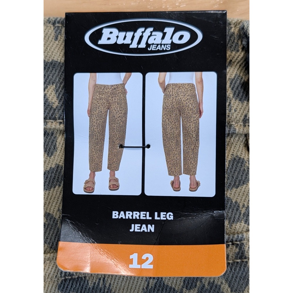 Buffalo Jeans Womens 12 Barrel Leg Leopard Print Tan Brown Animal Print NWT - Picture 9 of 11
